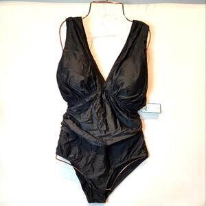 New Black One Piece Swimsuit Sexy Bathing Suit Peek A Boo Size XL
